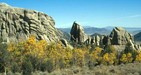 Morning Glory Spire surronded by colorfull Aspen trees